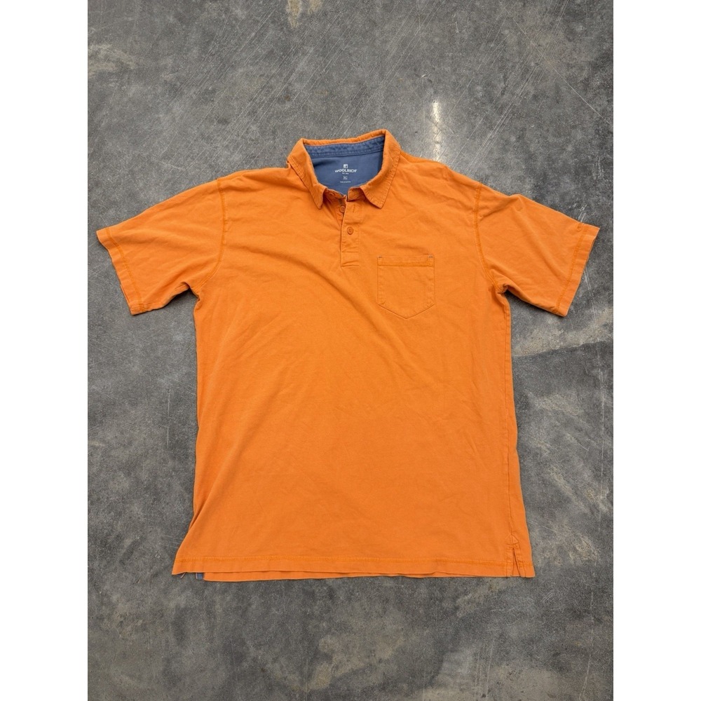 Woolrich Men's Orange Polo Shirt XL 100% Cotton Short Sleeve With Pocket